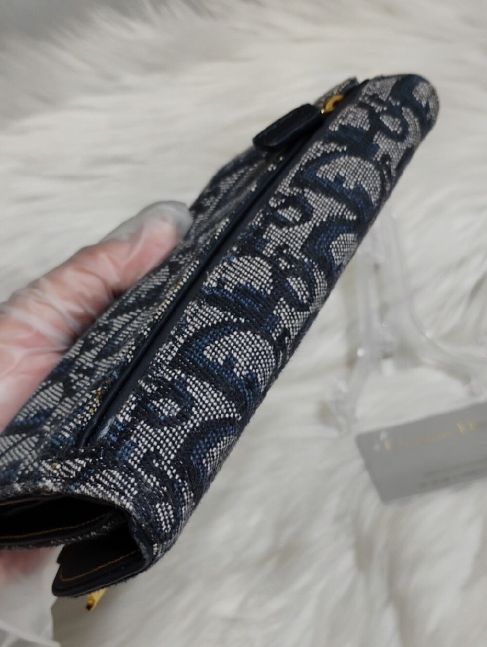 Christian Dior Navy Monogram Canvas Saddle Wallet W/Card - Picture 8 of 16